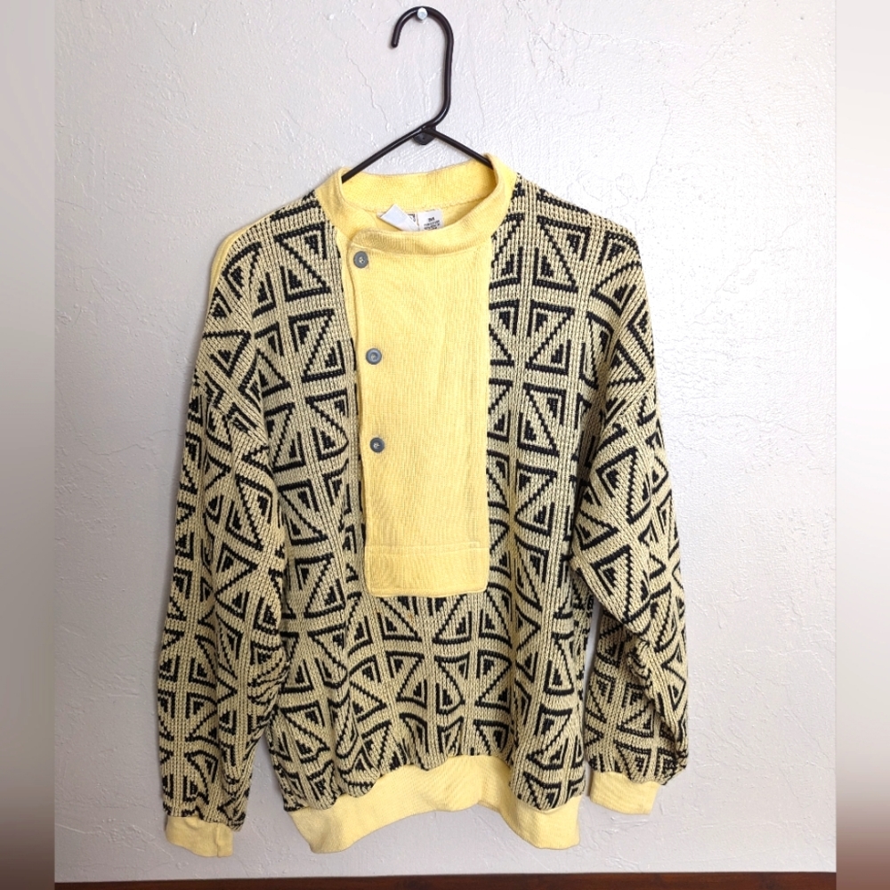 Vintage Vtg Tom Taylor Wild Geometric 80's half Button Sweater